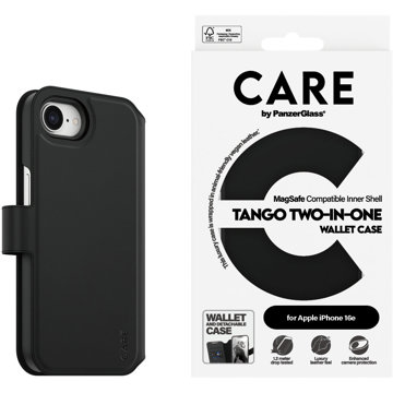 

PanzerGlass CARE pouzdro Apple iPhone 16e MagSafe Wallet 2v1 černý