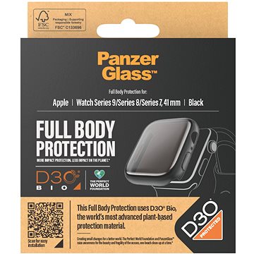 

PanzerGlass Apple Watch 9/8/7 41mm ochranný kryt s D30 (černý rámeček)