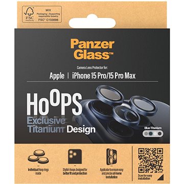 

PanzerGlass HoOps Apple iPhone 16 Pro/15 Pro/16 Pro Max/15 Pro Max ochr. kroužky foto modrý titan