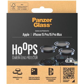 

PanzerGlass HoOps Apple iPhone 16 Pro/15 Pro/16 Pro Max/15 Pro Max ochr. kroužky foto modrý hliník