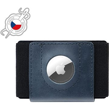

FIXED Tiny Wallet for AirTag z pravé hovězí kůže modrá