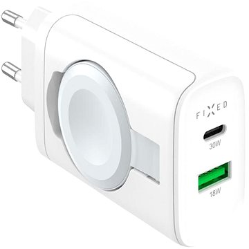 

FIXED Power Socket s USB-A a USB-C a vyklápěcí nabíječkou pro Apple Watch 33W bílá