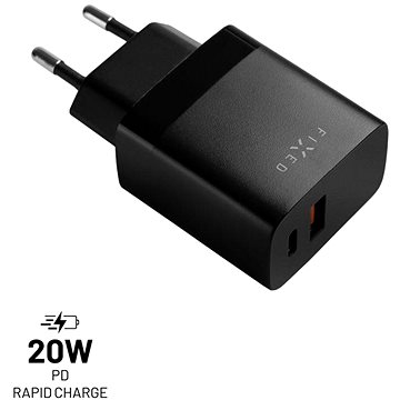 

FIXED s USB-C a USB výstupem a podporou PD a QC 3.0 20W černá