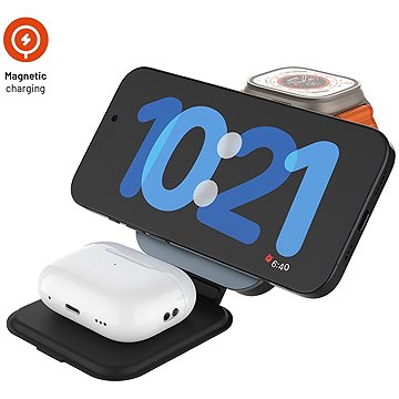 

FIXED MagFlex ALU 3v1 skládací s podporou MagSafe 15W+2.5W+3.5W šedý