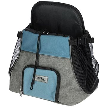 

Kerbl Cestovní batoh na psa Vacation, přední, 31 × 24 × 38 cm šedý/modrý