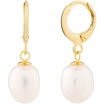 

Preciosa Stříbrné náušnice Pearl Heart s říční perlou Preciosa, pozlacené