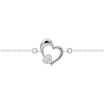

Preciosa Stříbrný náramek Tender Heart, srdce s kubickou zirkonií Preciosa
