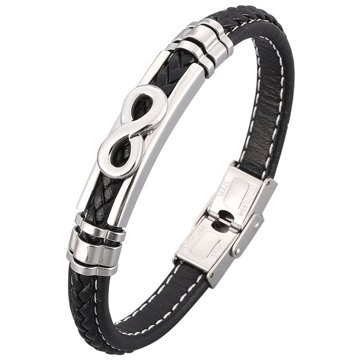 

Predator Q1 Elegantní kožený náramek nekonečno 23 cm černý