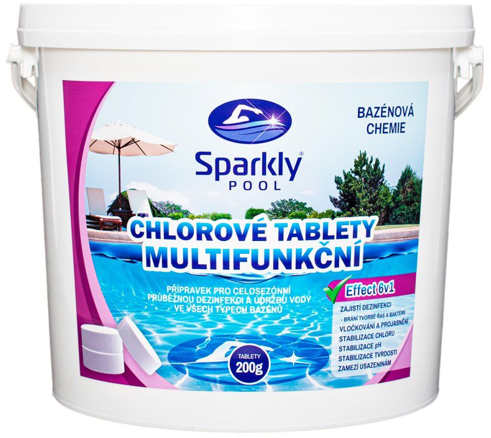 

Sparkly POOL Tablety do bazénu chlorové 6v1 multifunkční 200g 5 kg