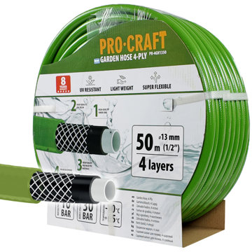 

PROCRAFT Zahradní hadice PR-4GH1350, zelená, 4vrstvá, 1/2" 50 m