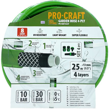 

PROCRAFT Zahradní hadice PR-4GH1325F, zelená, 4vrstvá, 1/2" 25m