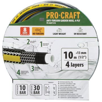 

PROCRAFT Zahradní hadice PR-4KAT1310, černo-žlutá, 4vrstvá, 1/2" 10 m