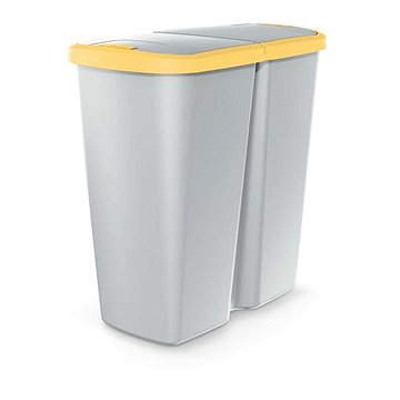 

Prosperplast odpadkový koš COMPACTA Q DUO popelavý se žlutým víkem, objem 45 l