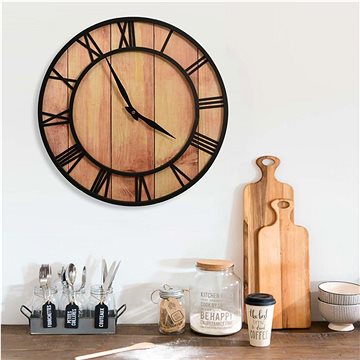 

Nástěnné hodiny 39 cm hnědo-černé MDF a železo 325172