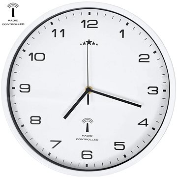 

Rádiem řízené nástěnné hodiny se strojkem Quartz 31 cm bílé