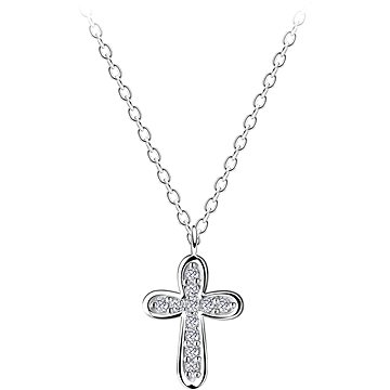 

Flor de Cristal Stříbrný náhrdelník s křížem - bílý, Ag 925/1000 2,5 g