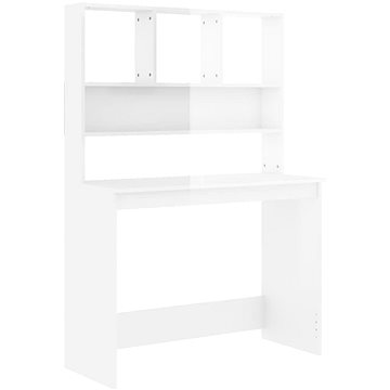 

SHUMEE Psací stůl s policemi bílý vysoký lesk 102 × 45 × 148 cm kompozit