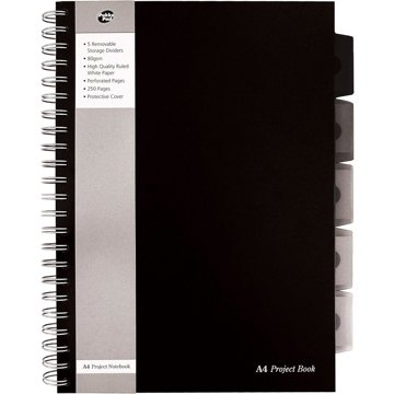 PUKKA PAD Black project book, A4, linkovaný, 125 listů