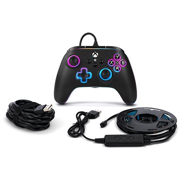PowerA Advantage Wired Controller - Xbox Series X|S with Lumectra + RGB LED Strip - Black