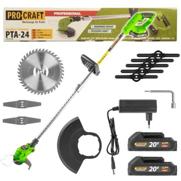 

Procraft Aku vyžínač PTA24, 2 × 2Ah, 8000 ot/min