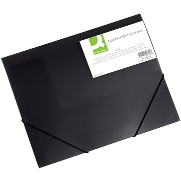 Q-CONNECT A4 s klopami a gumičkou, transparentně černé - Desky na dokumenty