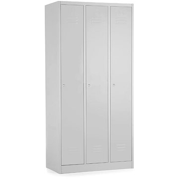 

Rauman kovová šatní trojskříňka 90 × 50 × 180 cm, cylindr. zámek, RAL 7035