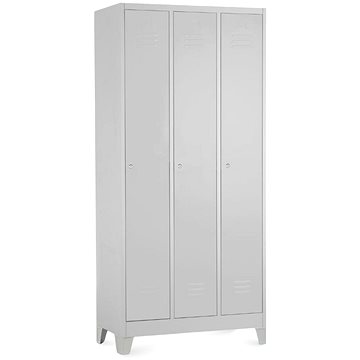 

Rauman kovová šatní trojskříňka na nohách 90 × 50 × 190 cm, cylindr. zámek, RAL 7035
