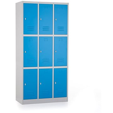 

Rauman 9boxová kovová šatní skříňka, otočný zámek, RAL 5012