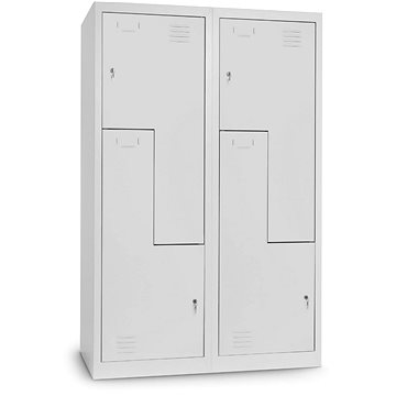 

Rauman kovová šatní dvojskříňka 'Z' 120 × 50 × 180 cm, cylindr. zámek, RAL 7035