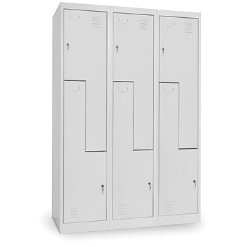 

Rauman kovová šatní trojskříňka 'Z' 120 × 50 × 180 cm, cylindr. zámek, RAL 7035