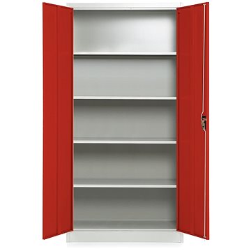 

Rauman univerzální kovová skříň 90 × 40 × 185 cm, cylindr. zámek, RAL 3000 / RAL 7035