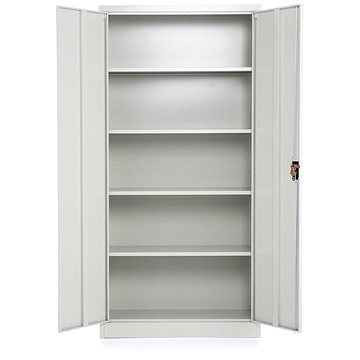 

Rauman univerzální kovová skříň 90 × 40 × 185 cm, cylindr. zámek, RAL 7035