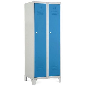 

Rauman kovová šatní dvojskříňka na nohách 60 × 50 × 160 cm, cylindr. zámek, RAL 5012