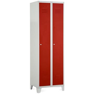 

Rauman kovová šatní dvojskříňka na nohách 60 × 50 × 190 cm, cylindr. zámek, RAL 3000