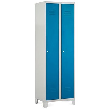 

Rauman kovová šatní dvojskříňka na nohách 60 × 50 × 190 cm, cylindr. zámek, RAL 5012