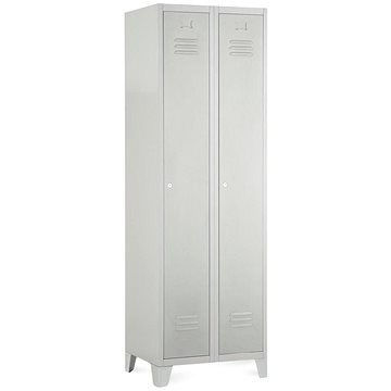 

Rauman kovová šatní dvojskříňka na nohách 60 × 50 × 190 cm, cylindr. zámek, RAL 7035