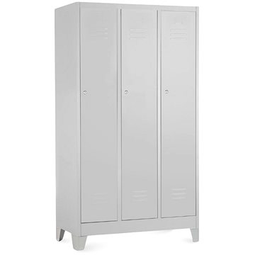 

Rauman kovová šatní trojskříňka na nohách 90 × 50 × 160 cm, cylindr. zámek, RAL 7035