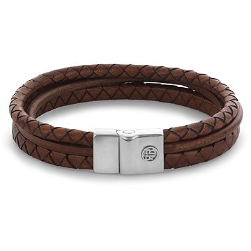 

Rebel & Rose Pánský kožený náramek Full Metal Premium Combo Cognak RR-M0056-S-L