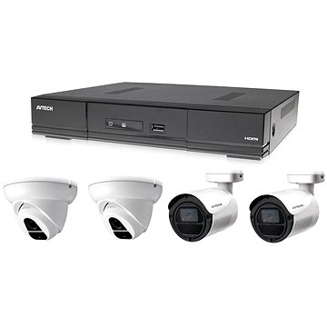 AVTECH 1x DVR DGD1005AV, 2x 2MPX Dome kamera DGC1004XFT a 2x 2MPX Bullet kamera DGC1105YFT