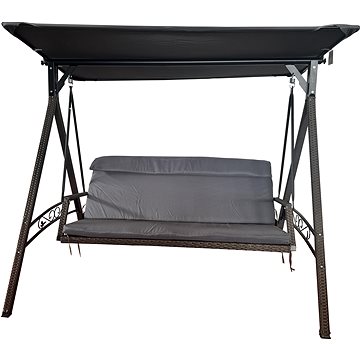 

ROJAPLAST Zahradní houpačka s poduškou RATTAN, hnědá