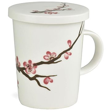 

Royal Tea Porcelánový hrnek se sítkem bílý Sakura