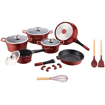 

Royalty Royalty Sada nádobí s mramorovým povrchem 17dílná, barva burgundy