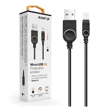 ALIGATOR microUSB datový kabel pro outdoorové telefony, 2A, černý - Datový kabel