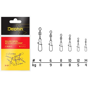 

Delphin Rolling Swivel with Fastlock Snap Velikost 6 9kg 10ks