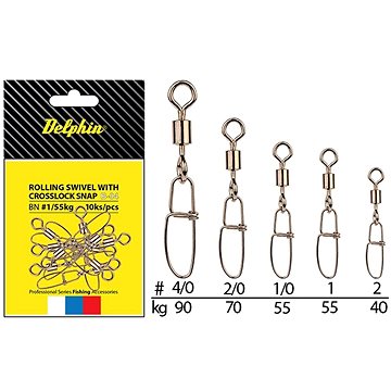 

Delphin Rolling Swivel with Crosslock Snap Velikost 1/0 55kg 10ks
