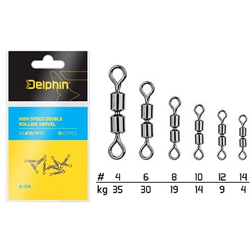 

Delphin High Speed Double Rolling Swivel A-04 Velikost 10 14kg 10ks