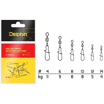 

Delphin Rolling Swivel with Fastlock Snap Velikost 14, 4 kg 2 × 10 ks