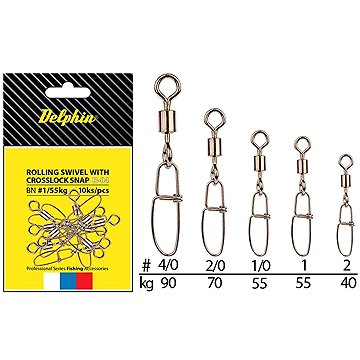 

Delphin Rolling Swivel with Crosslock Snap Velikost 1/0 55 kg 2 × 10 ks