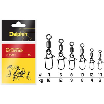 

Delphin Rolling Swivel with Micro Snap Velikost 14, 3 kg 2 × 10 ks