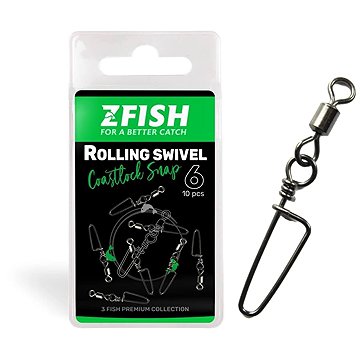 

Zfish Rolling Swivel & Coastlock Snap, velikost 14, 2 × 10 ks